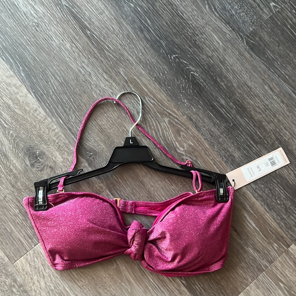 NWT BCBG berry sparkle bikini top removable straps strapless purple L - Picture 2 of 6